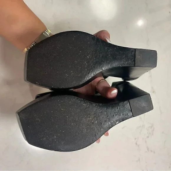 Saint Laurent Black Wedge Buckle Heel - Picture 14 of 14